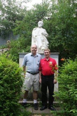 Great Grandson Sergey (right) in front of Stature of TsiolKovsky 