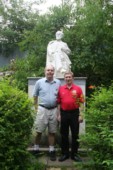 Great Grandson Sergey (right) in front of Stature of TsiolKovsky 